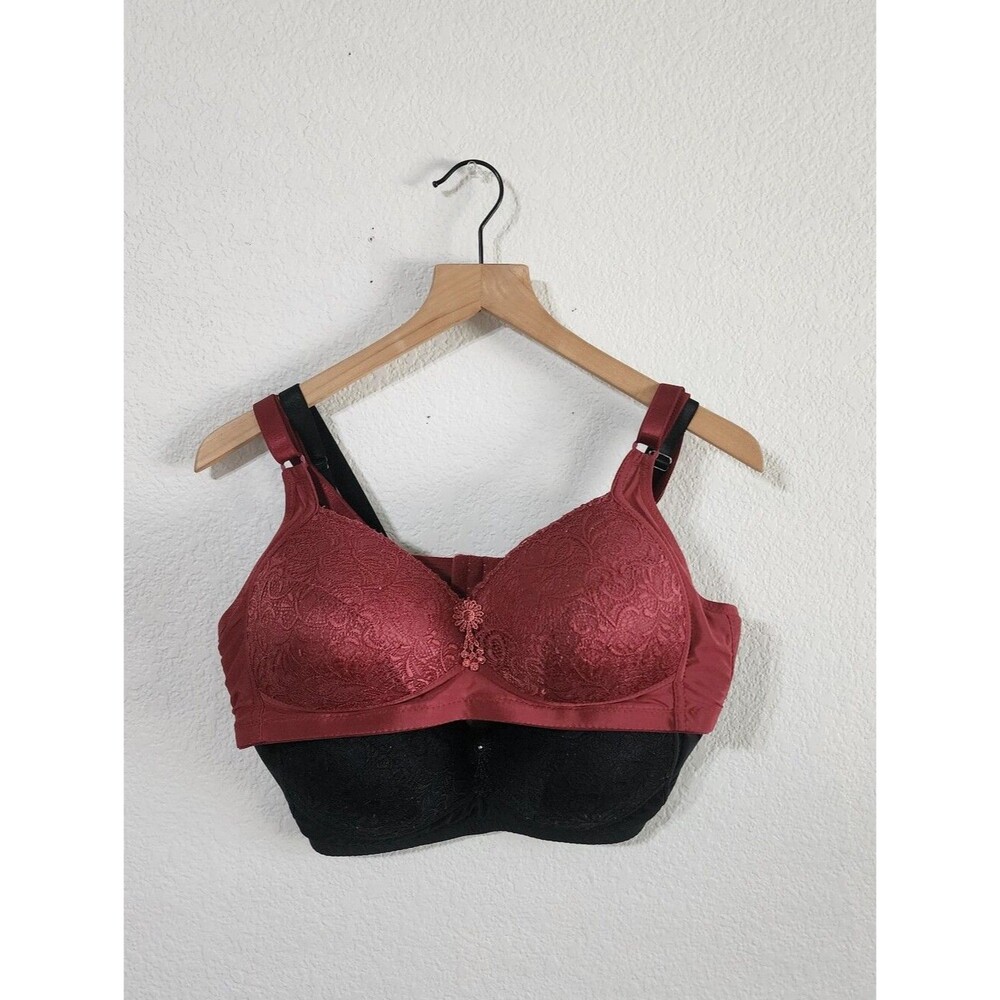 Prima Valentina Black Burgundy Lace 40C Bra Bundle of 2